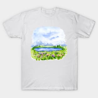 Watercolor Lake Landscape T-Shirt